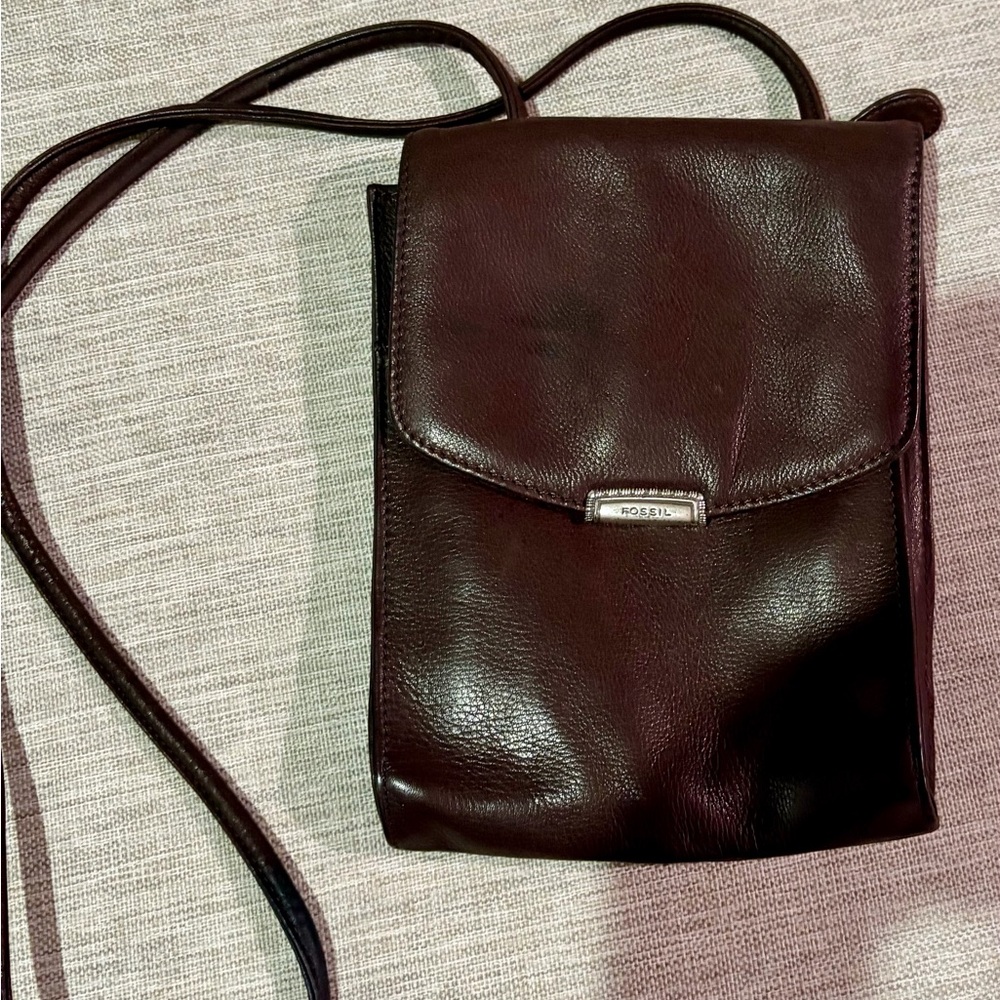 Fossil Dark Brown Leather Shoulder Bag
